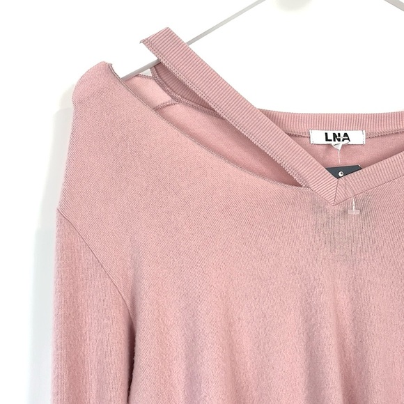 LNA Fallon Crystal Rose Cutout V-Neck Sweater - Picture 5 of 10